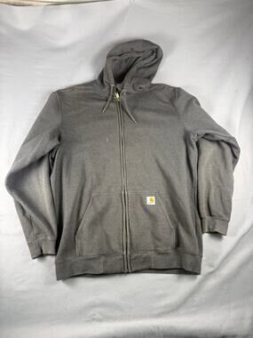 Carhartt Hoodie Mens XLT Gray Full Zip Loose Fit Fleece Lined Sweatshirt Outdoor